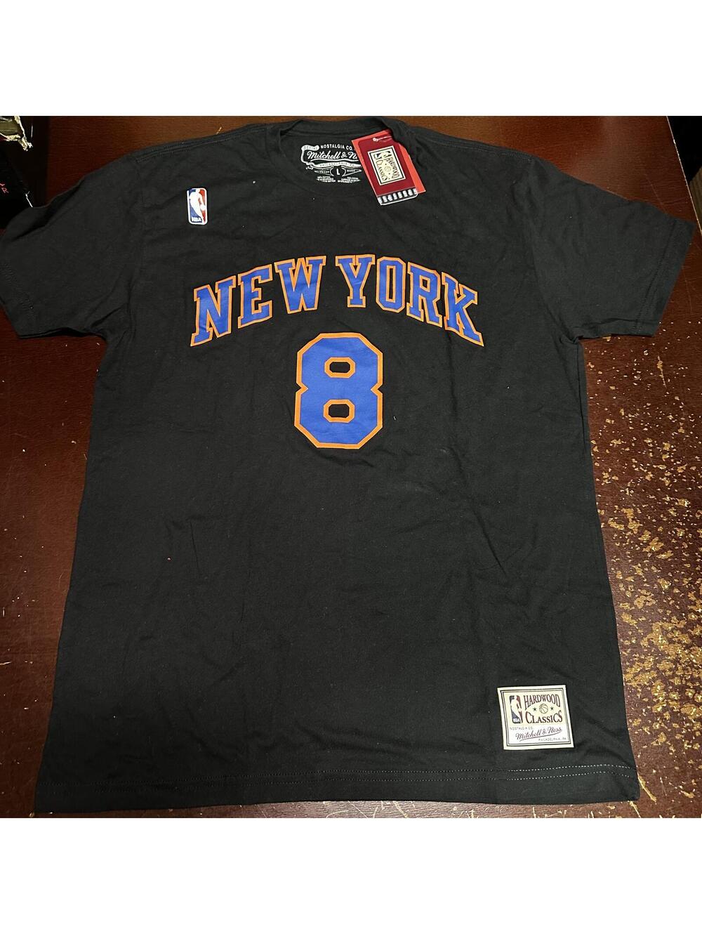 NEW YORK KNICKS LETRELL SPREWELL MITCHELL & NESS BLACK T-SHIRT LARGE
